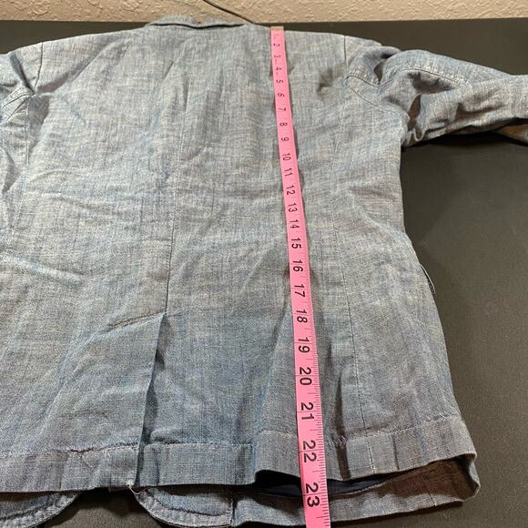 J Crew Womens 8 Medium Chambray Collared Blazer Jacket Suit \Work Long Sleeve - Picture 6 of 8